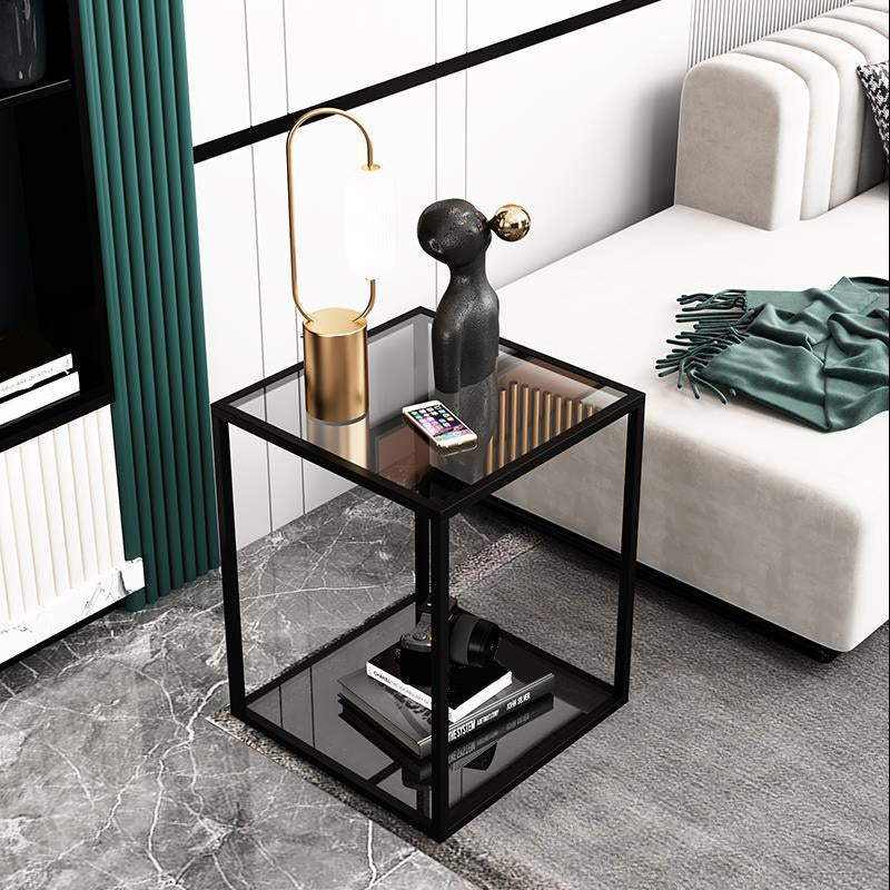 Glas Top Moderner Nachttisch Metall 22 '' hoher 1-Zauberer offener Aufbewahrungstisch