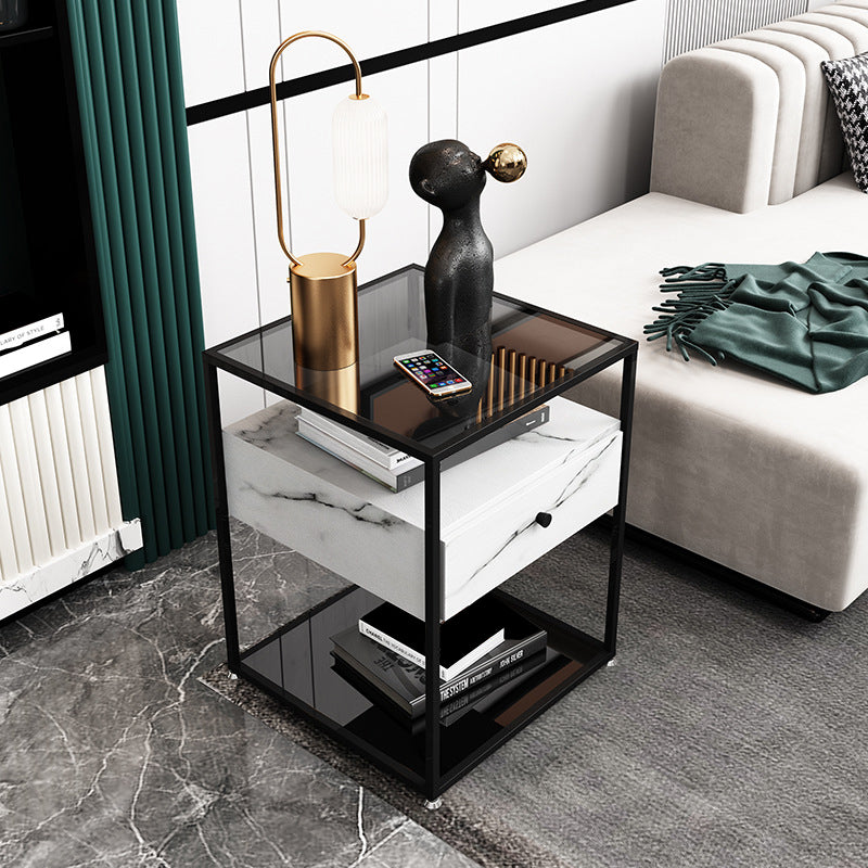 Top in vetro Modern Modern Metal 22 '' alto tavolo da notte aperto 1-drower