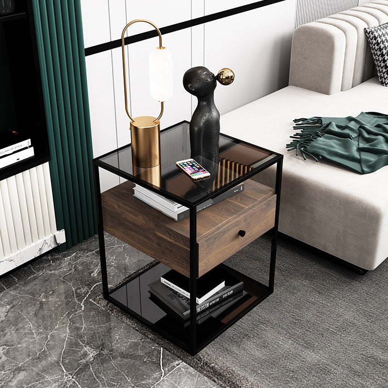 Top in vetro Modern Modern Metal 22 '' alto tavolo da notte aperto 1-drower