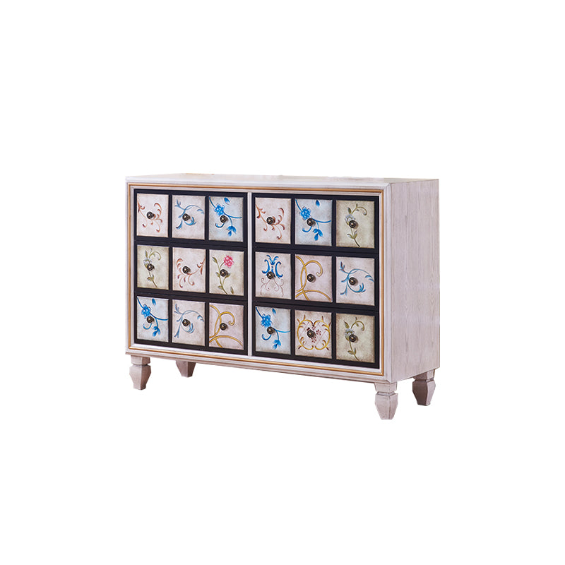 Traditional Dresser Bedroom Solid Wood Storage Chest in White and Brown 49"L x 16"W x 35.5"H White Clearhalo 'Bedroom Furniture' 'Dressers & Chests' 'dressers_chests' 'furn' 'furn_dressers_chests' 'Furniture' 5537493