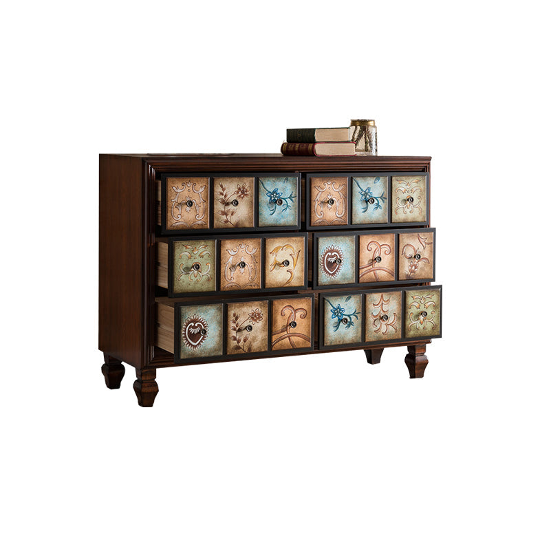 Traditional Dresser Bedroom Solid Wood Storage Chest in White and Brown 49"L x 16"W x 35.5"H Walnut Clearhalo 'Bedroom Furniture' 'Dressers & Chests' 'dressers_chests' 'furn' 'furn_dressers_chests' 'Furniture' 5537503