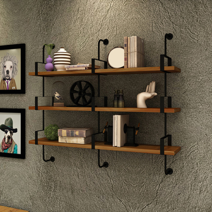 Wooden Wall Mounted Bookshelf Industrial Floating Storage Bookcase