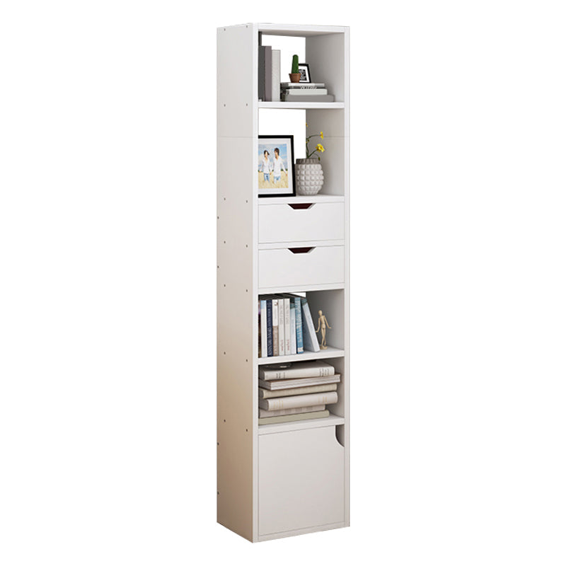 Closed Wooden Bookshelf Modern Home Living Room Corner Bookcase 13"L x 9.4"W x 59.1"H White 2 Clearhalo 'Bookcases' 'furn' 'furn_bookcases' 'Furniture' 'Office Furniture' 5537890