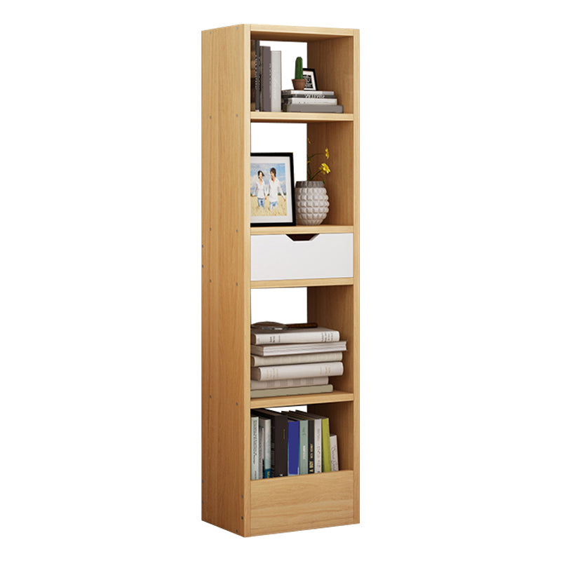 Closed Wooden Bookshelf Modern Home Living Room Corner Bookcase 20.3"L x 9.4"W x 48.4"H Natural 1 Clearhalo 'Bookcases' 'furn' 'furn_bookcases' 'Furniture' 'Office Furniture' 5537909