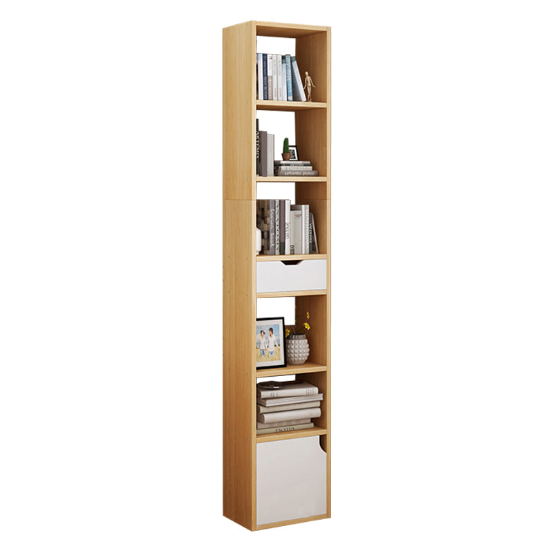 Closed Wooden Bookshelf Modern Home Living Room Corner Bookcase 13"L x 9.4"W x 70.9"H Natural 1 Clearhalo 'Bookcases' 'furn' 'furn_bookcases' 'Furniture' 'Office Furniture' 5537911