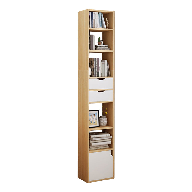 Closed Wooden Bookshelf Modern Home Living Room Corner Bookcase 13"L x 9.4"W x 70.9"H Natural 2 Clearhalo 'Bookcases' 'furn' 'furn_bookcases' 'Furniture' 'Office Furniture' 5537915