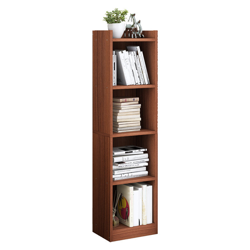 Closed Wooden Bookshelf Modern Home Living Room Corner Bookcase 11.8"L x 9.4"W x 48.8"H Walnut Drawer Not Included Clearhalo 'Bookcases' 'furn' 'furn_bookcases' 'Furniture' 'Office Furniture' 5537921