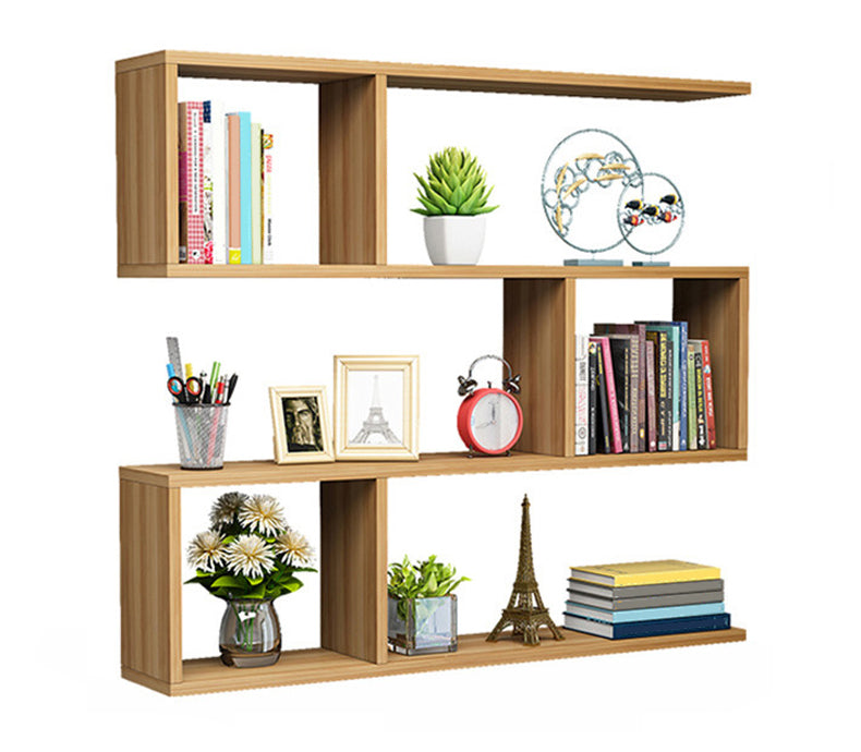 Contemporary Style Geometric Bookshelf, 3-shelf Engineered Wood Bookcase, 29.5" H