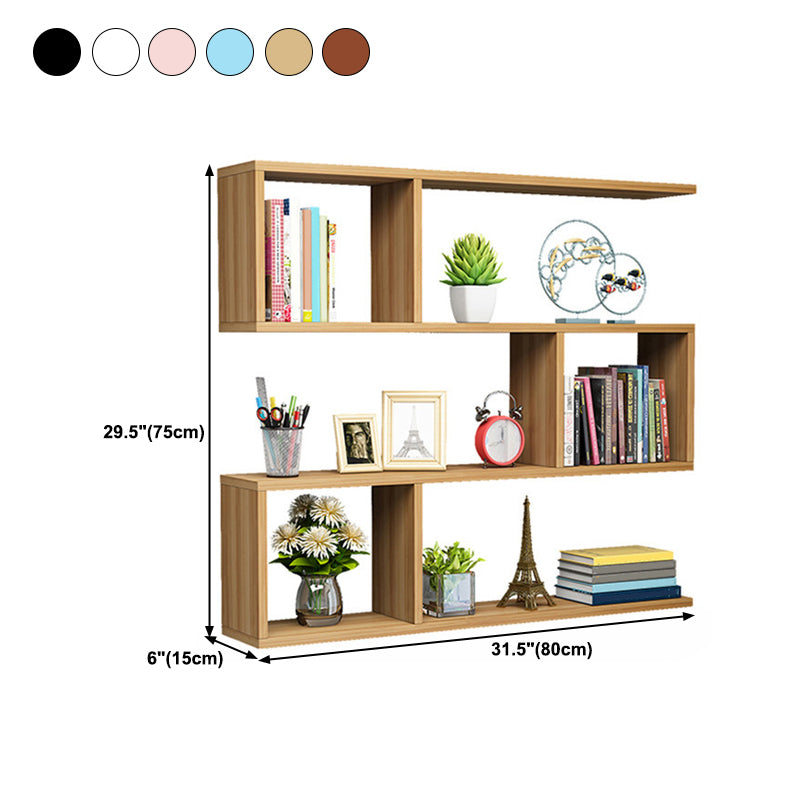 Contemporary Style Geometric Bookshelf, 3-shelf Engineered Wood Bookcase, 29.5" H