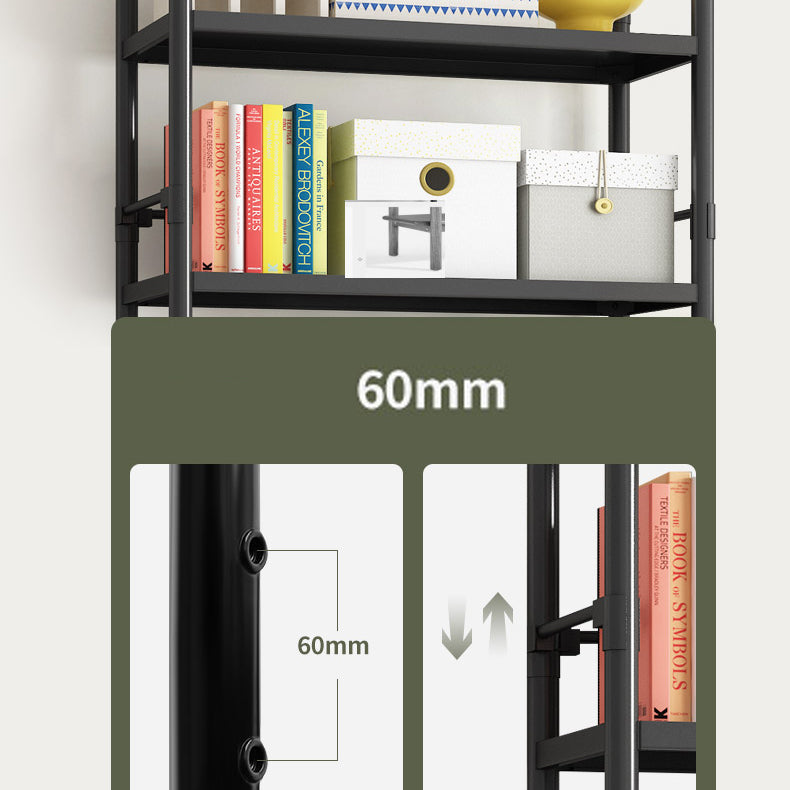Steel Bookshelf, Multi Tiers Contemporary Bookcase for Home Office, 12.5"W.