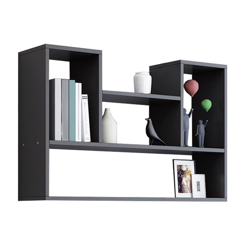 Modern Engineered Wood Bookcase, Geometric Bookshelf for Any Room 35.4"L x 7.9"W x 29.5"H Black Clearhalo 'Bookcases' 'furn' 'furn_bookcases' 'Furniture' 'Office Furniture' 5538205