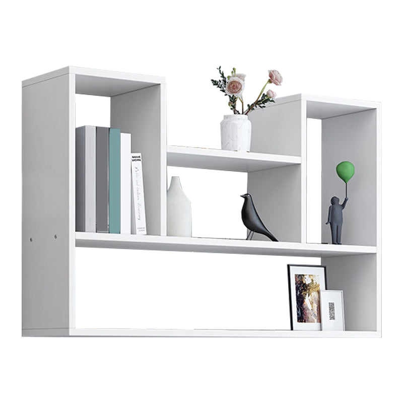 Modern Engineered Wood Bookcase, Geometric Bookshelf for Any Room 35.4"L x 7.9"W x 29.5"H White Clearhalo 'Bookcases' 'furn' 'furn_bookcases' 'Furniture' 'Office Furniture' 5538208