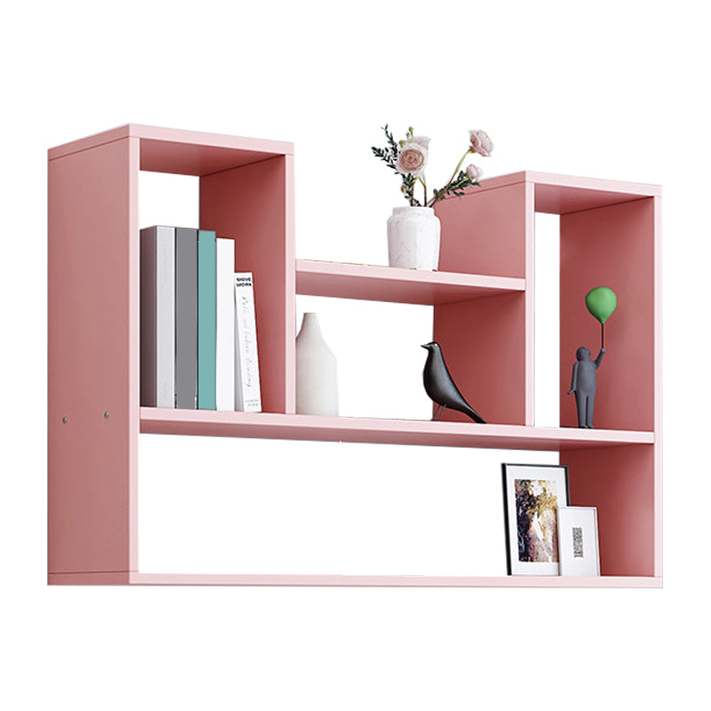 Modern Engineered Wood Bookcase, Geometric Bookshelf for Any Room 35.4"L x 7.9"W x 29.5"H Pink Clearhalo 'Bookcases' 'furn' 'furn_bookcases' 'Furniture' 'Office Furniture' 5538213
