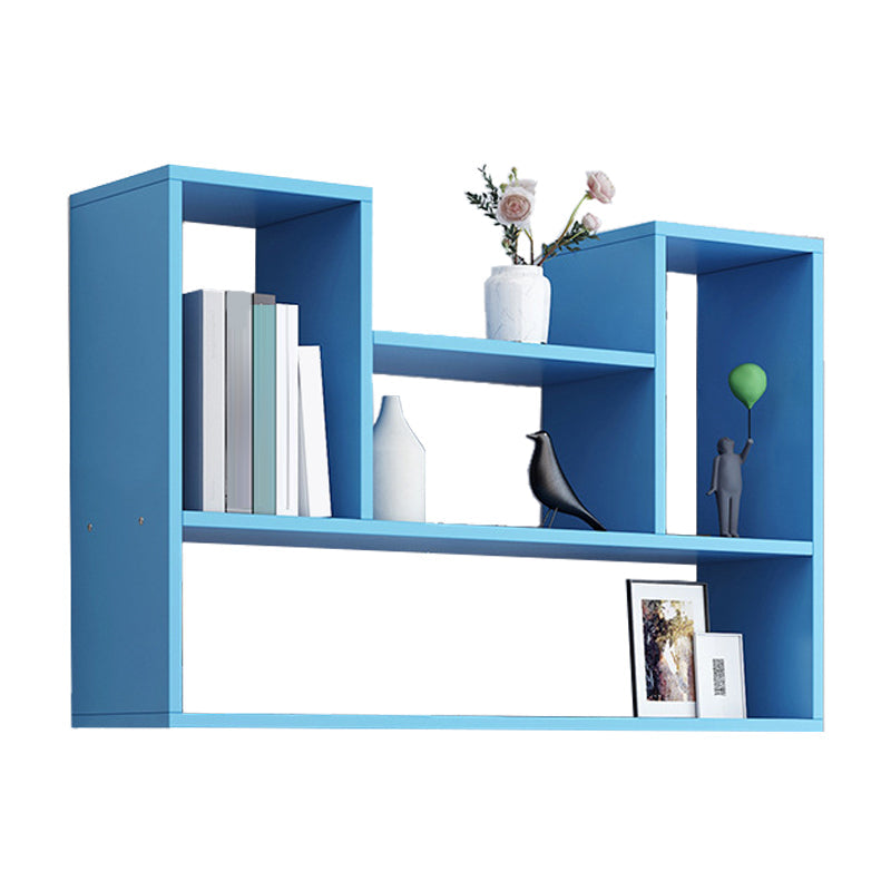 Modern Engineered Wood Bookcase, Geometric Bookshelf for Any Room 35.4"L x 7.9"W x 29.5"H Blue Clearhalo 'Bookcases' 'furn' 'furn_bookcases' 'Furniture' 'Office Furniture' 5538217