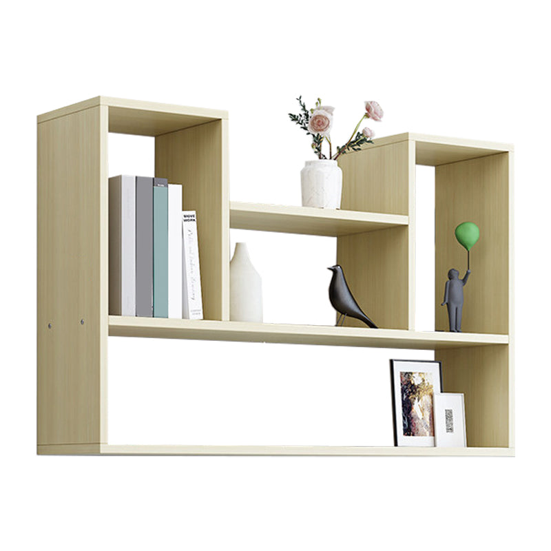 Modern Engineered Wood Bookcase, Geometric Bookshelf for Any Room 35.4"L x 7.9"W x 29.5"H Light Wood Clearhalo 'Bookcases' 'furn' 'furn_bookcases' 'Furniture' 'Office Furniture' 5538224