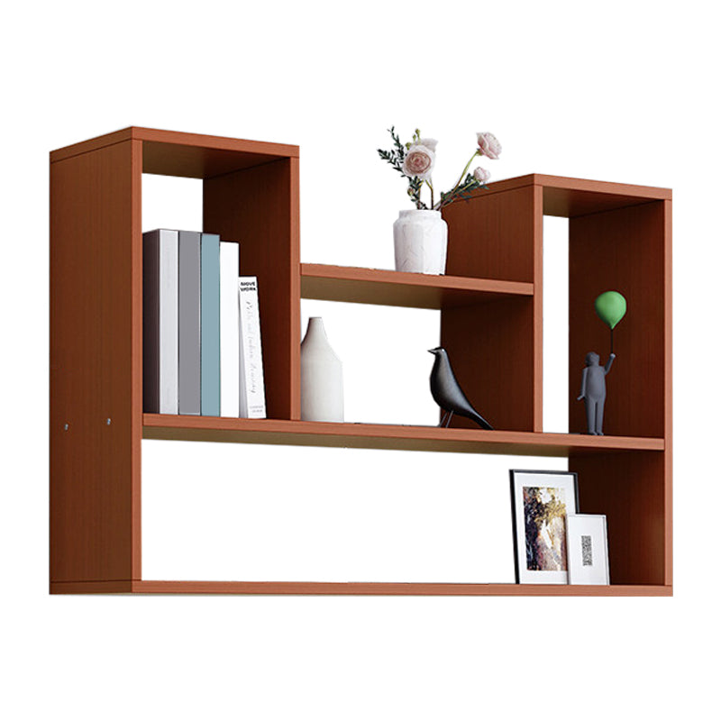Modern Engineered Wood Bookcase, Geometric Bookshelf for Any Room 35.4"L x 7.9"W x 29.5"H Walnut Clearhalo 'Bookcases' 'furn' 'furn_bookcases' 'Furniture' 'Office Furniture' 5538228