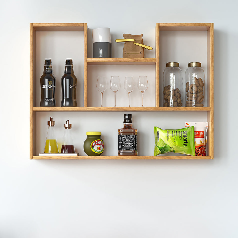 Modern Wooden Bookcase, Geometric Bookshelf for Any Room, 25.5" H X 8" W