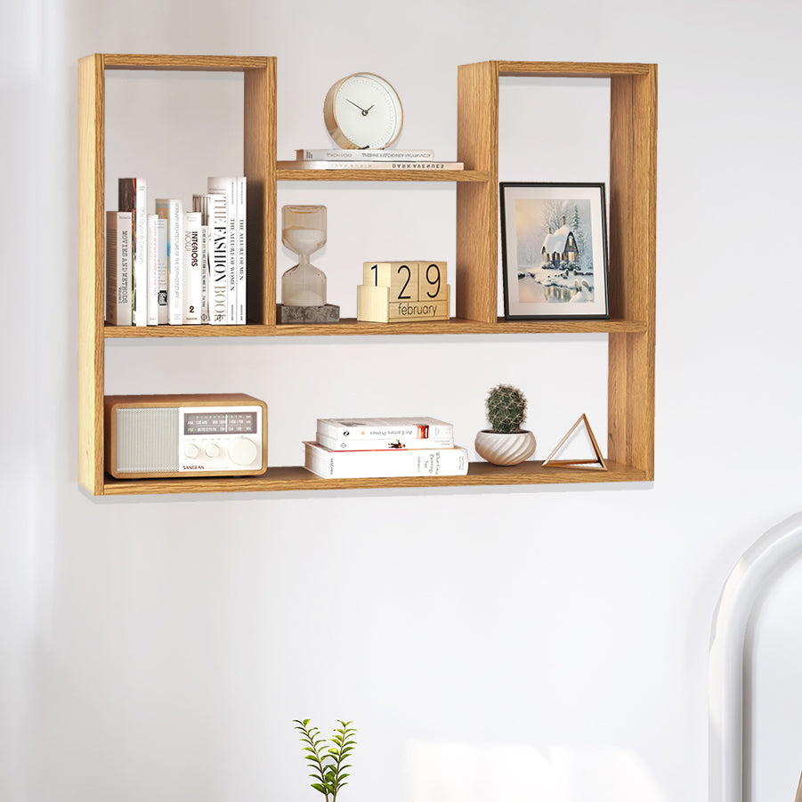 Modern Wooden Bookcase, Geometric Bookshelf for Any Room, 25.5" H X 8" W