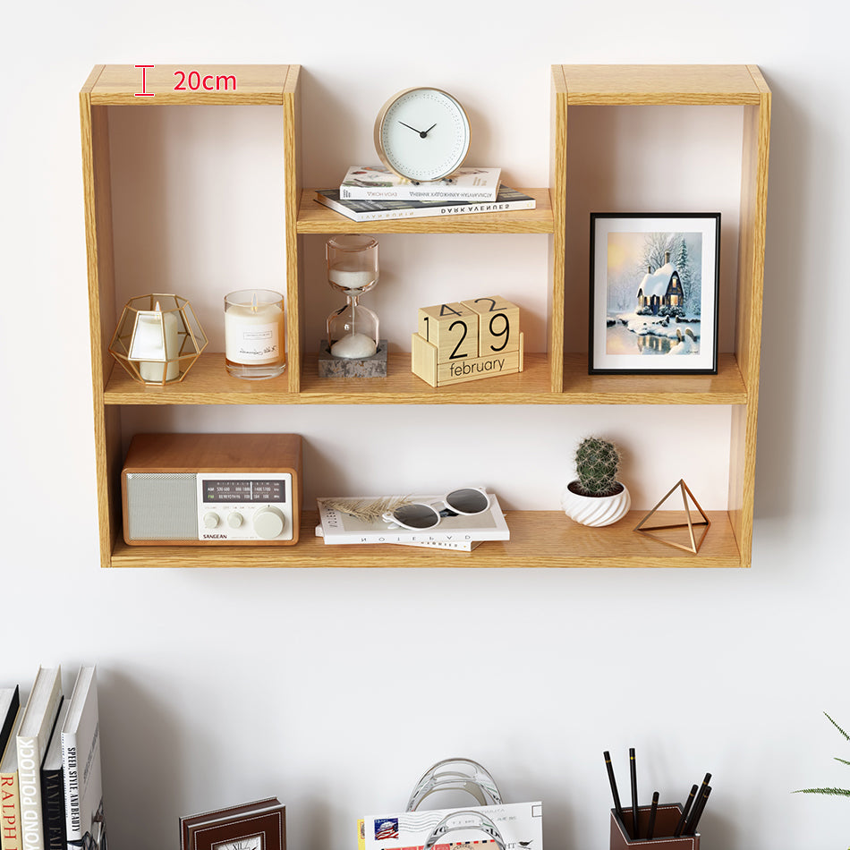 Modern Wooden Bookcase, Geometric Bookshelf for Any Room, 25.5" H X 8" W