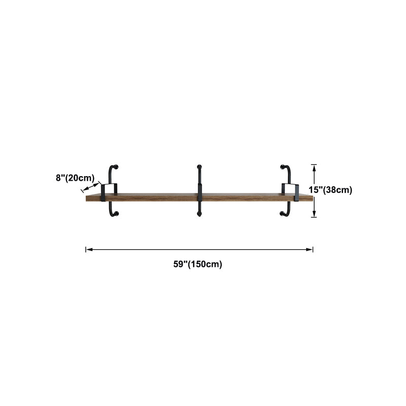 7,87 "scaffale galleggiante in legno massiccio largo industriale a parete da parete scaffale
