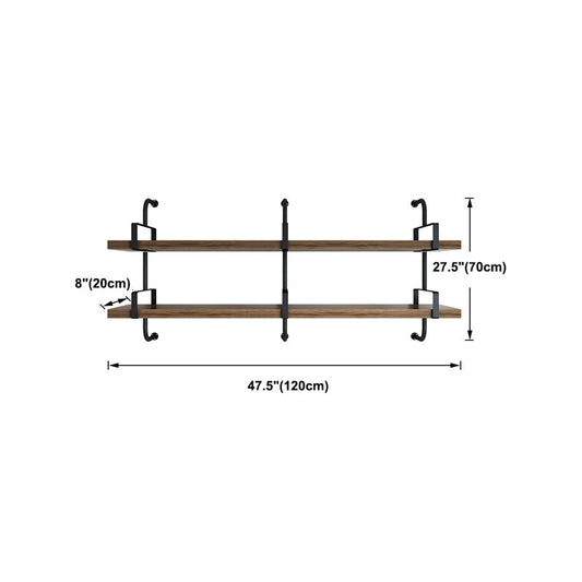 7,87 "scaffale galleggiante in legno massiccio largo industriale a parete da parete scaffale