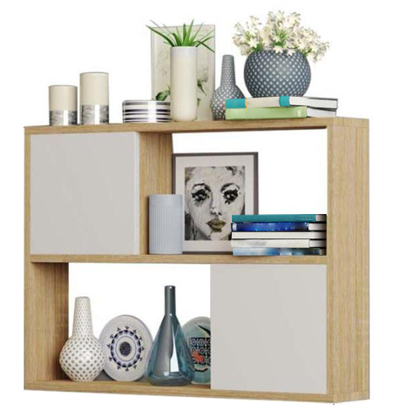 Modern Engineered Wood Bookcase, Geometric Bookshelf for Any Room, 25.5" H