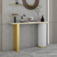Glam Half Moon Console Table Marble Stain Resistant Scratch Resistant Console 47"L x 14"W x 31"H White Clearhalo 'Console Tables' 'console_tables' 'Entry & Mudroom Furniture' 'furn' 'furn_console_tables' 'Furniture' 5538520