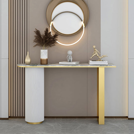 Glam Half Moon Console Table Marble Stain Resistant Scratch Resistant Console Clearhalo 'Console Tables' 'console_tables' 'Entry & Mudroom Furniture' 'furn' 'furn_console_tables' 'Furniture' 5538526