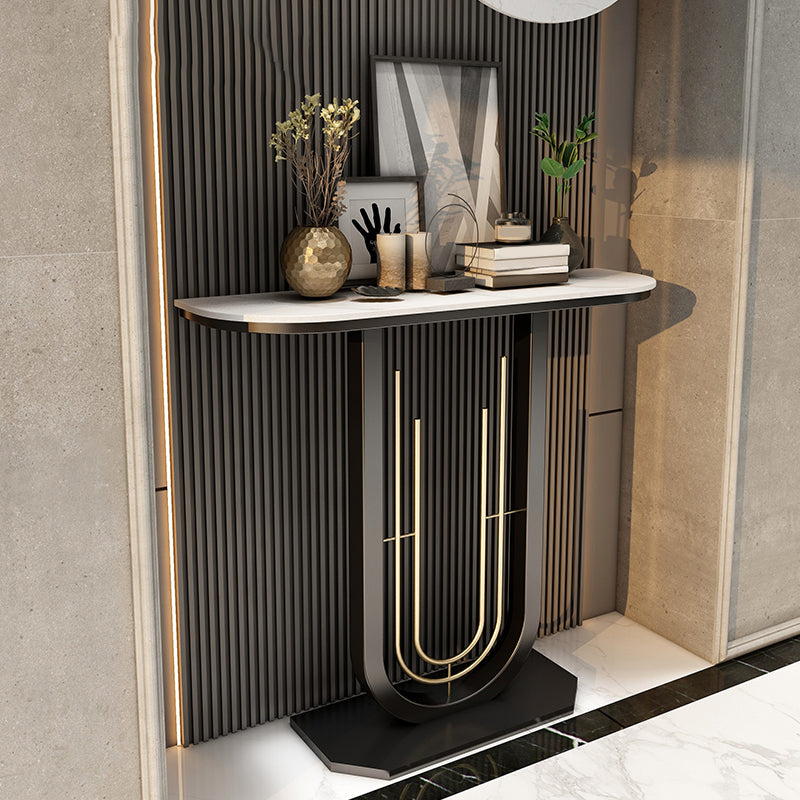 Tavolo console da 31,5 "H, tavolo di accento moderno con mezzalun top