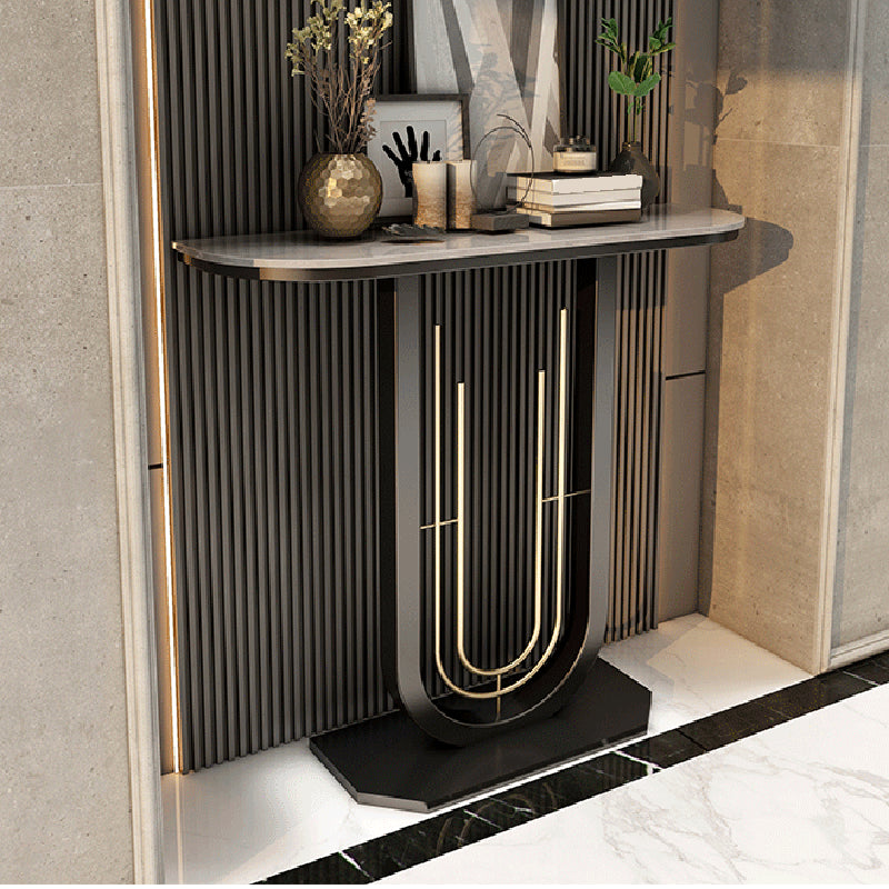 Tavolo console da 31,5 "H, tavolo di accento moderno con mezzalun top