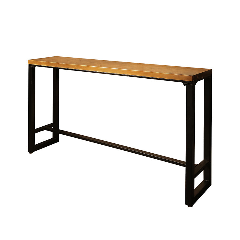 Industrial Style Rectangle Bar Table Solid Wood Bistro Bar Desk with Footrest Without Chairs Clearhalo 'Bar Furniture' 'Bar Tables' 'bar_tables' 'furn' 'furn_bar_tables' 'Furniture' 'Kitchen & Dining Furniture' 5541702