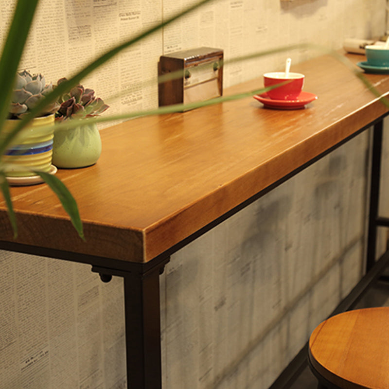 Industrial Style Rectangle Bar Table Solid Wood Bistro Bar Desk with Footrest Clearhalo 'Bar Furniture' 'Bar Tables' 'bar_tables' 'furn' 'furn_bar_tables' 'Furniture' 'Kitchen & Dining Furniture' 5541703