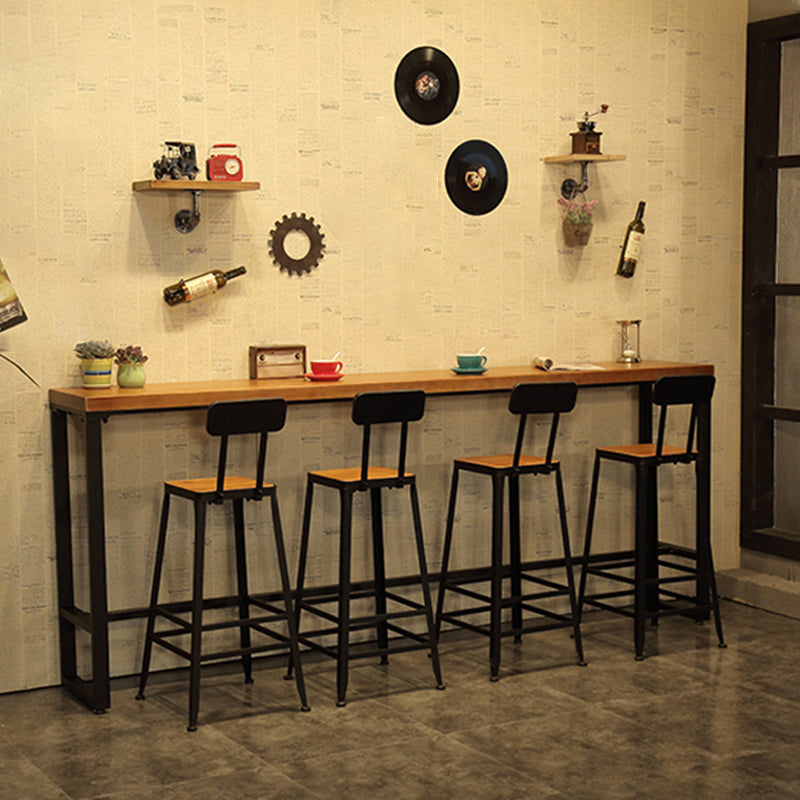 Industrial Style Rectangle Bar Table Solid Wood Bistro Bar Desk with Footrest Clearhalo 'Bar Furniture' 'Bar Tables' 'bar_tables' 'furn' 'furn_bar_tables' 'Furniture' 'Kitchen & Dining Furniture' 5541706