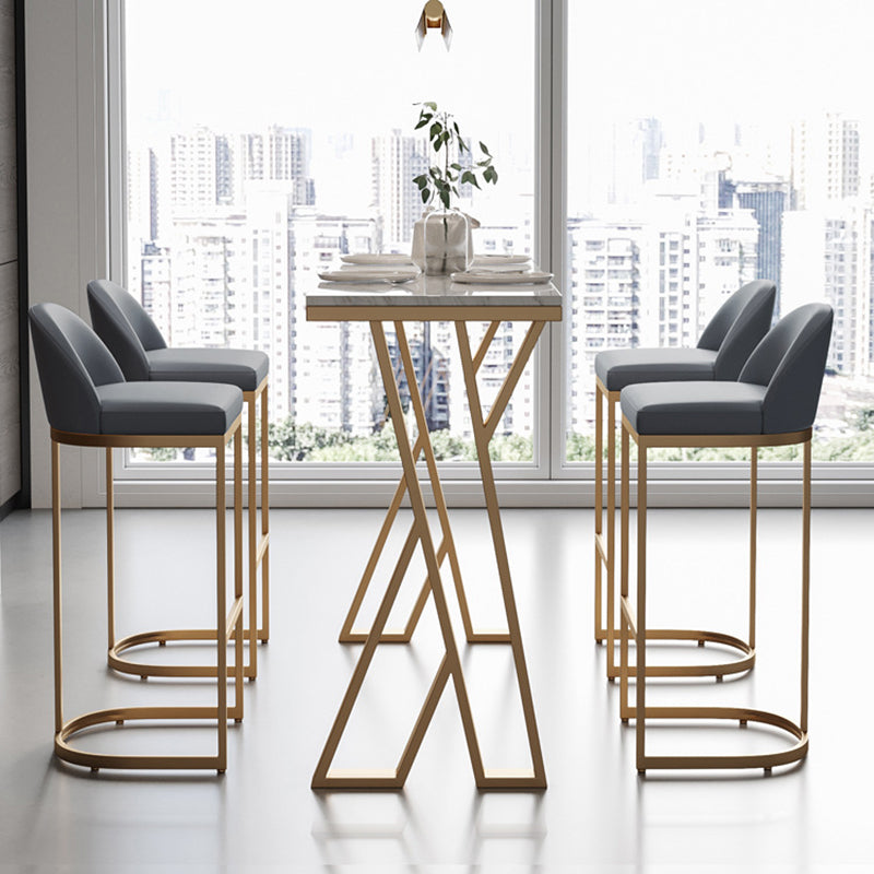Sintered Stone Top Rectangle Bar Table Luxurious Pub Table with Double Pedestal Clearhalo 'Bar Furniture' 'Bar Tables' 'bar_tables' 'furn' 'furn_bar_tables' 'Furniture' 'Kitchen & Dining Furniture' 5541763