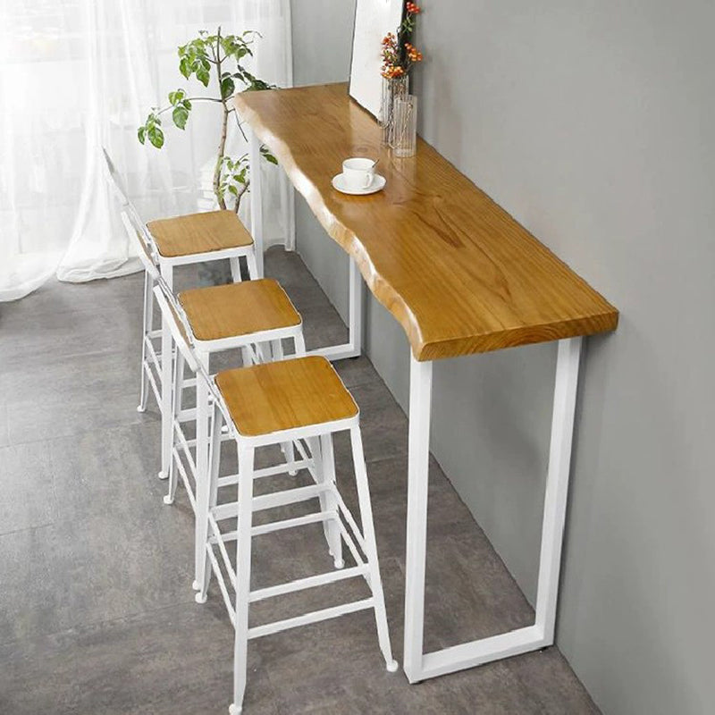 Contemporary Pub Table with Sled Rectangle Pine Wood Top Bar Table 55.1"L x 17.7"W x 41.3"H Without Chairs Clearhalo 'Bar Furniture' 'Bar Tables' 'bar_tables' 'furn' 'furn_bar_tables' 'Furniture' 'Kitchen & Dining Furniture' 5541858