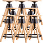 Contemporary Adjustable Height Bar Stool Rubberwood Solid Wood Bar Stool Wood 8 Piece Set Counter Stool(26"H) Clearhalo 'Bar Furniture' 'Bar Stools' 'bar_stools' 'furn' 'furn_bar_stools' 'Furniture' 'Kitchen & Dining Furniture' 5542043