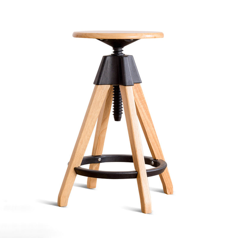 Contemporary Adjustable Height Bar Stool Rubberwood Solid Wood Bar Stool Clearhalo 'Bar Furniture' 'Bar Stools' 'bar_stools' 'furn' 'furn_bar_stools' 'Furniture' 'Kitchen & Dining Furniture' 5542045