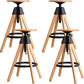 Contemporary Adjustable Height Bar Stool Rubberwood Solid Wood Bar Stool Wood 4 Piece Set Bar Stool(30"H) Clearhalo 'Bar Furniture' 'Bar Stools' 'bar_stools' 'furn' 'furn_bar_stools' 'Furniture' 'Kitchen & Dining Furniture' 5542046