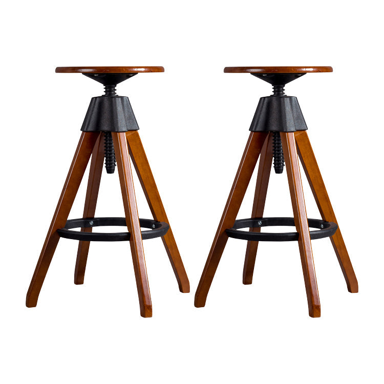 Contemporary Adjustable Height Bar Stool Rubberwood Solid Wood Bar Stool Walnut 2 Piece Set Clearhalo 'Bar Furniture' 'Bar Stools' 'bar_stools' 'furn' 'furn_bar_stools' 'Furniture' 'Kitchen & Dining Furniture' 5542052