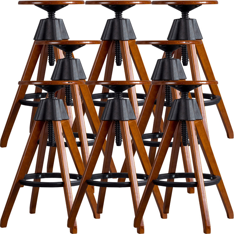 Contemporary Adjustable Height Bar Stool Rubberwood Solid Wood Bar Stool Walnut 8 Piece Set Clearhalo 'Bar Furniture' 'Bar Stools' 'bar_stools' 'furn' 'furn_bar_stools' 'Furniture' 'Kitchen & Dining Furniture' 5542057