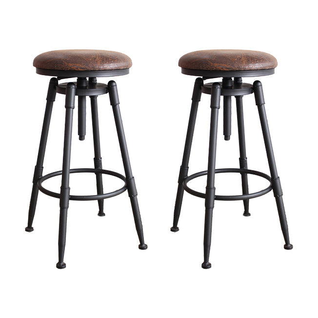 Industrial Metal Barstool Leather Counter Stool in Matte Finish for Home Dark Brown Backless 2 Piece Set Clearhalo 'Bar Furniture' 'Bar Stools' 'bar_stools' 'furn' 'furn_bar_stools' 'Furniture' 'Kitchen & Dining Furniture' 5542063