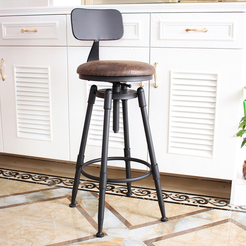 Industrial Metal Barstool Leather Counter Stool in Matte Finish for Home Clearhalo 'Bar Furniture' 'Bar Stools' 'bar_stools' 'furn' 'furn_bar_stools' 'Furniture' 'Kitchen & Dining Furniture' 5542064