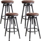 Industrial Metal Barstool Leather Counter Stool in Matte Finish for Home Dark Brown Backless 4 Piece Set Clearhalo 'Bar Furniture' 'Bar Stools' 'bar_stools' 'furn' 'furn_bar_stools' 'Furniture' 'Kitchen & Dining Furniture' 5542065