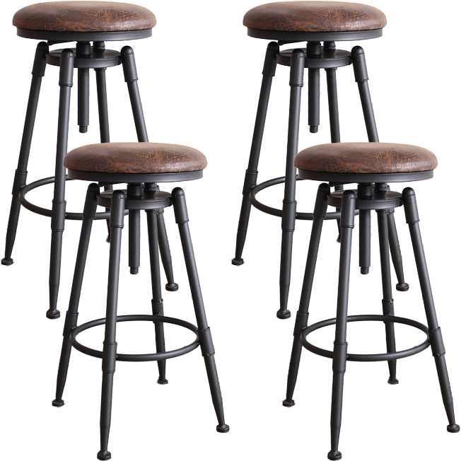 Industrial Metal Barstool Leather Counter Stool in Matte Finish for Home Dark Brown Backless 4 Piece Set Clearhalo 'Bar Furniture' 'Bar Stools' 'bar_stools' 'furn' 'furn_bar_stools' 'Furniture' 'Kitchen & Dining Furniture' 5542065