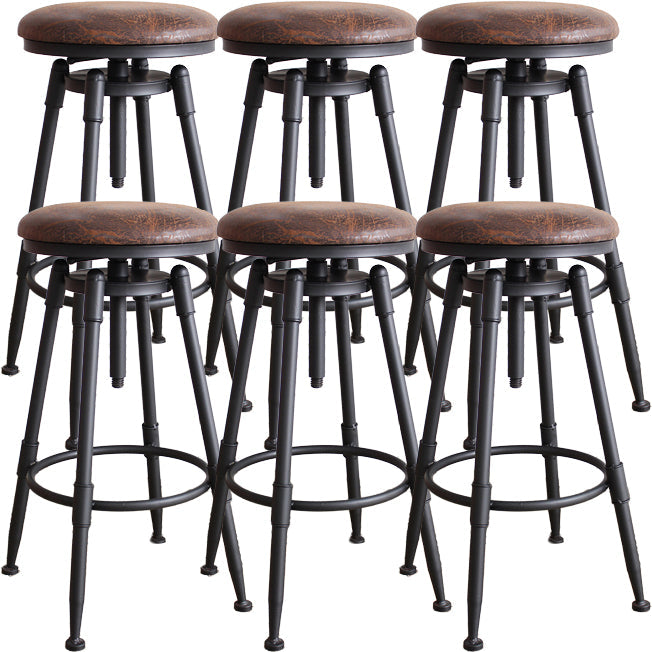 Industrial Metal Barstool Leather Counter Stool in Matte Finish for Home Dark Brown Backless 6 Piece Set Clearhalo 'Bar Furniture' 'Bar Stools' 'bar_stools' 'furn' 'furn_bar_stools' 'Furniture' 'Kitchen & Dining Furniture' 5542066
