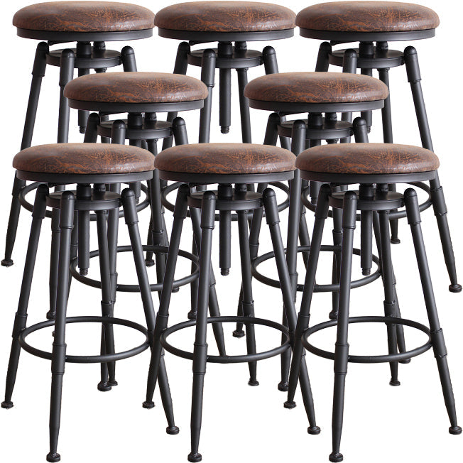 Industrial Metal Barstool Leather Counter Stool in Matte Finish for Home Dark Brown Backless 8 Piece Set Clearhalo 'Bar Furniture' 'Bar Stools' 'bar_stools' 'furn' 'furn_bar_stools' 'Furniture' 'Kitchen & Dining Furniture' 5542068