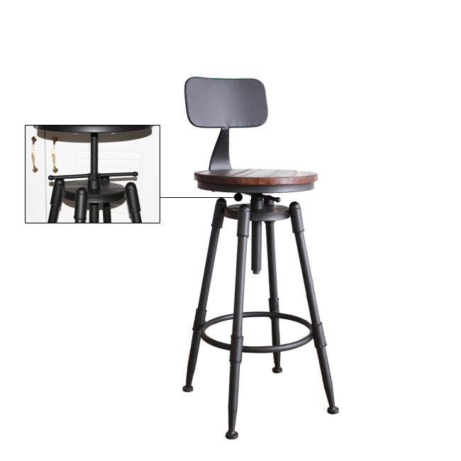 Industrial Metal Barstool Leather Counter Stool in Matte Finish for Home Clearhalo 'Bar Furniture' 'Bar Stools' 'bar_stools' 'furn' 'furn_bar_stools' 'Furniture' 'Kitchen & Dining Furniture' 5542072