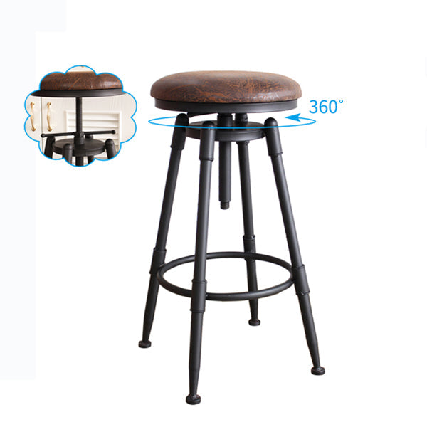 Industrial Metal Barstool Leather Counter Stool in Matte Finish for Home Clearhalo 'Bar Furniture' 'Bar Stools' 'bar_stools' 'furn' 'furn_bar_stools' 'Furniture' 'Kitchen & Dining Furniture' 5542074