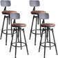 Industrial Metal Barstool Leather Counter Stool in Matte Finish for Home Dark Brown With Back 4 Piece Set Clearhalo 'Bar Furniture' 'Bar Stools' 'bar_stools' 'furn' 'furn_bar_stools' 'Furniture' 'Kitchen & Dining Furniture' 5542075