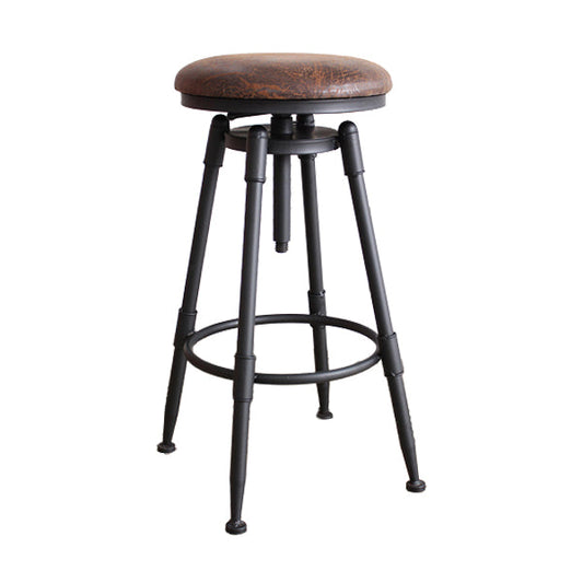 Industrial Metal Barstool Leather Counter Stool in Matte Finish for Home Clearhalo 'Bar Furniture' 'Bar Stools' 'bar_stools' 'furn' 'furn_bar_stools' 'Furniture' 'Kitchen & Dining Furniture' 5542078